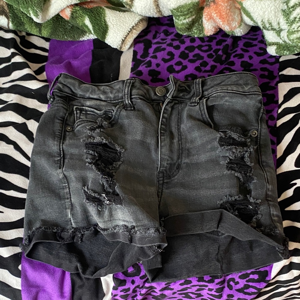 American Eagle Outfitters Black Distressed Kids Shorts